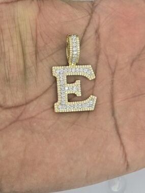 925 Sterling Silver Moissanite Diamond Letter E Pendant